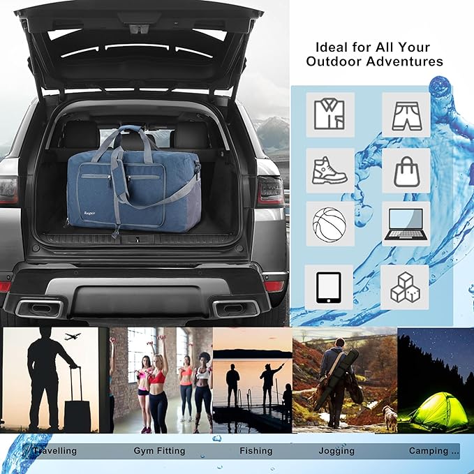 Woogwin Travel Duffel Bag Large Foldable Waterproof Overnight Bag for Beach Swim Bags Pool Sports Gym