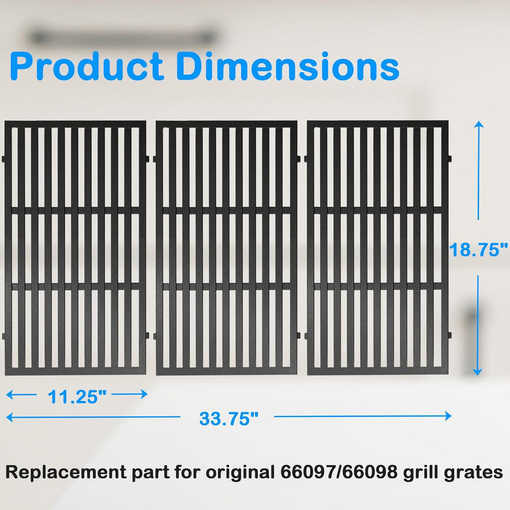 Cast Iron Cooking Grates for Weber Genesis II 400 & II LX 400 Series, Genesis II E/S-410, E/S-435, LX E/S-440, LX E-410/SE-410 Gas Grills, Replacement for Weber 66097 66089, Set of 3