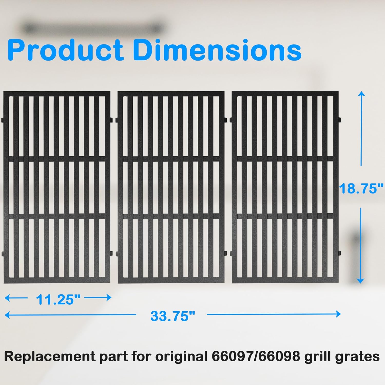 Cast Iron Cooking Grates for Weber Genesis II 400 & II LX 400 Series, Genesis II E/S-410, E/S-435, LX E/S-440, LX E-410/SE-410 Gas Grills, Replacement for Weber 66097 66089, Set of 3
