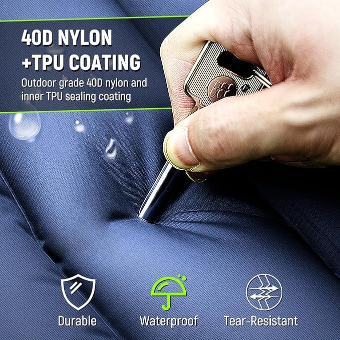 Sleeping Pad, Ultralight Inflatable Sleeping Pad for Camping with Pillow & Pump，Air Mattress Super Portable, Great for Camping Gear, Hiking, Side or Lounging Sleeper(Blue)