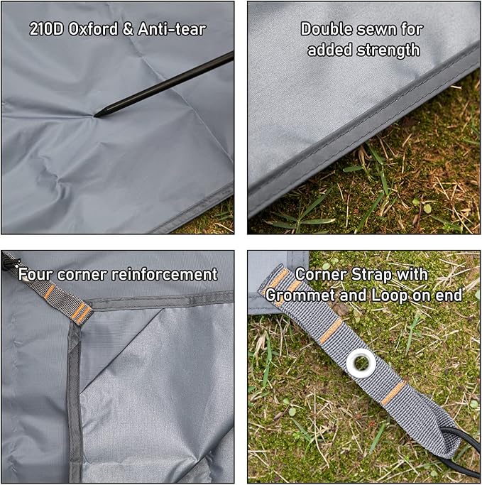 Hikeman Tent Footprint - Waterproof Camping Tarp, Heavy Duty Tent Floor Saver, Ultralight Ground Sheet Mat for Hiking, Backpacking, Hammock, Beach - Storage Bag Included(PU3000mm,180 * 210CM)