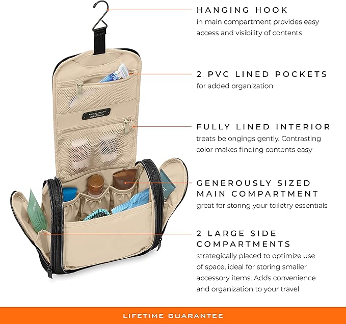Briggs & Riley Toiletry Kit - Travel Bags for Women & Men, Organizer for Vacation, Dopp Kit for Bathroom Accessories, Makeup, & Skincare