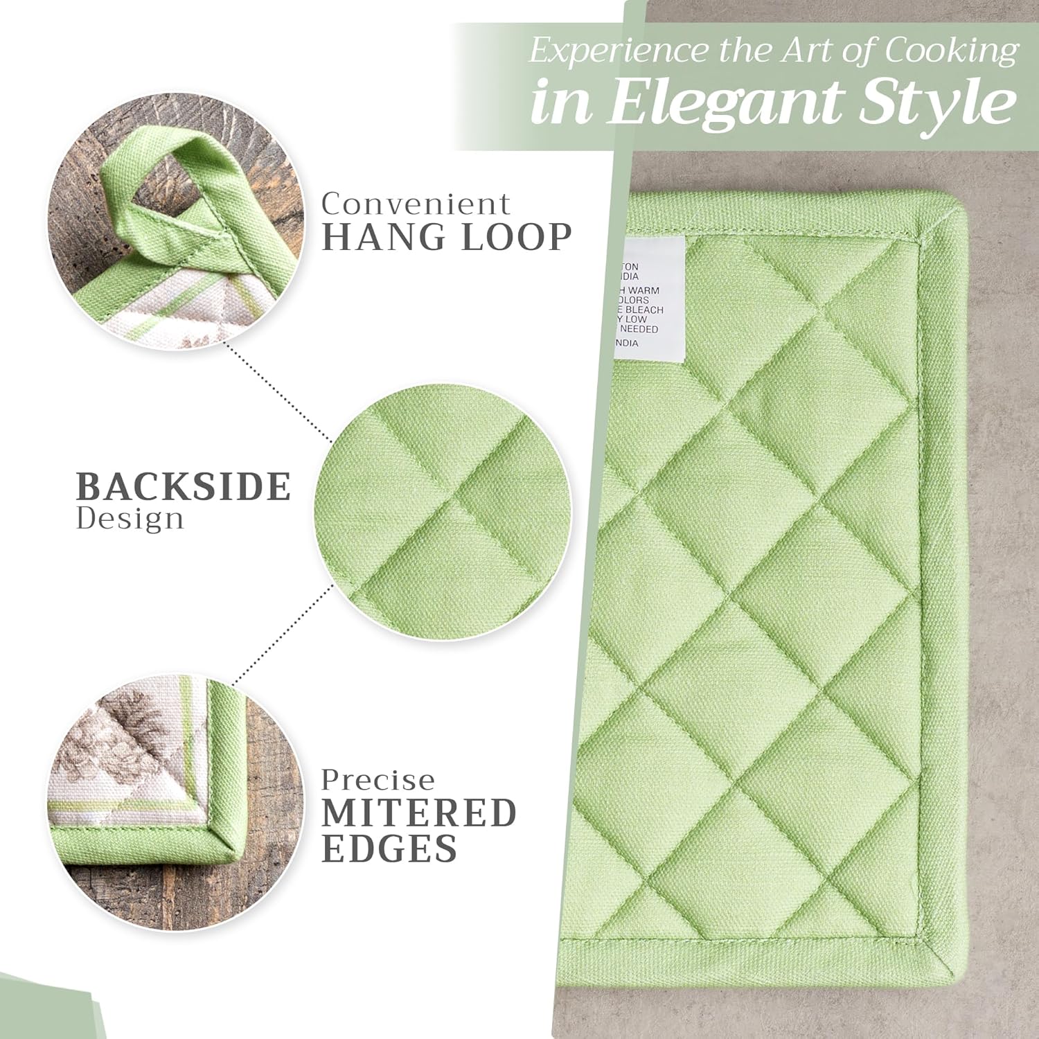 Maison d' Hermine Pot Holders Set 100% Cotton Heat Resistant Potholders 8" x 8" Hot Pads with Loop BBQ, Cooking, Baking, Grilling, Kitchen, Handling Hot Pans (Pack of 2, Christmas Dew)