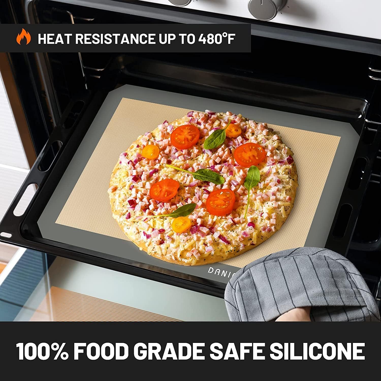 Baking Mat, 26" x 16" Large Silicone Non-slip Baking Pastry Mat with Measurement, Non Stick Silicone Mats for Kitchen Counter, Fondant Mat, Counter Mat, Dough Rolling Mat, Oven Liner, Pie Crust Mat