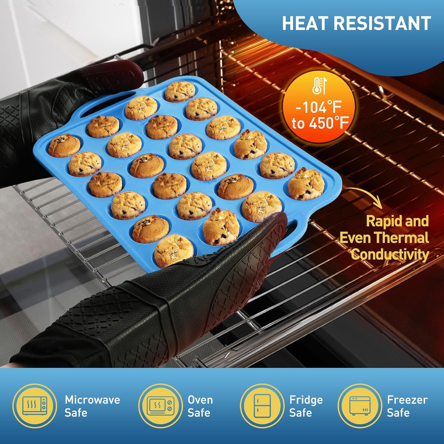 24 Cups Silicone Muffin Pan with Metal Reinforced Frame Cupcake Tray Egg Mold Mama Mommy Mom Ever Christmas Xmas Birthday Law Step Stepmom Stepmother Who Have Everything Good Unique Useful Present