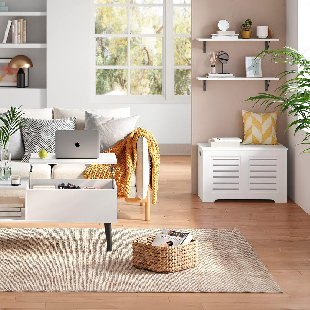 DINZI LVJ Long Wall Shelves, 24 Inch White Floating Shelves Set of 2, Easy-to-Install, Wall Storage Ledges with Sturdy Metal Brackets for Living Room, Bathroom, Bedroom, Kitchen, White