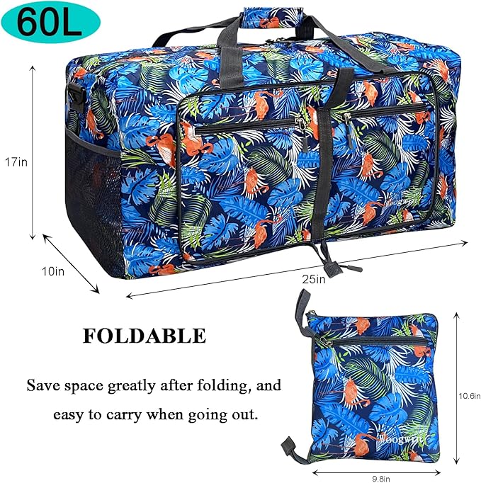 Woogwin Travel Duffel Bag Large Foldable Waterproof Overnight Bag for Beach Swim Bags Pool Sports Gym