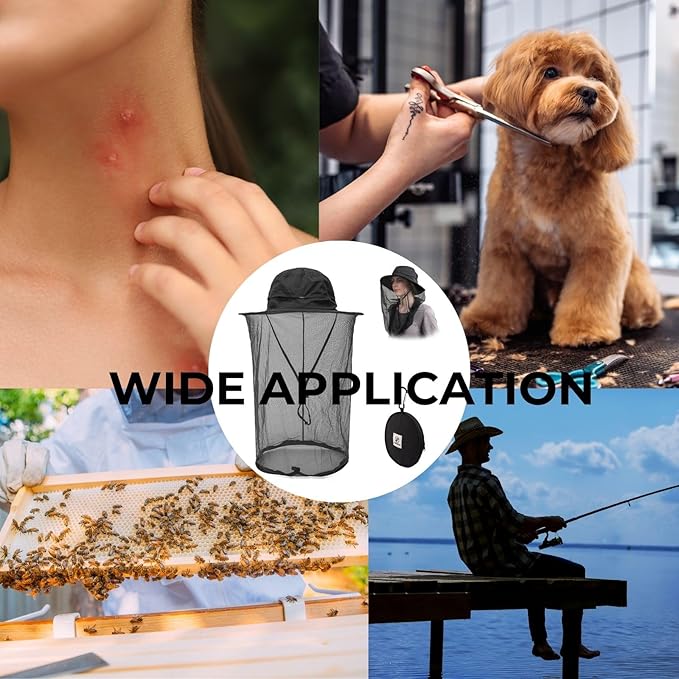 Flammi Mosquito Net Hat Safari Hat UPF 50+ Sun Protection Boonie Hats for Men with Neck Flap Fishing Hiking Hat for Men/Women