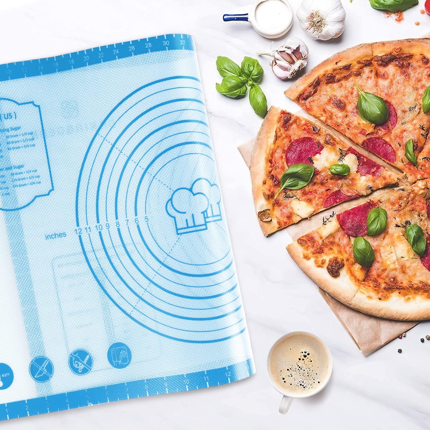 Silicone Baking Pastry Mat,36" x 24" Large Non Stick Sheet Mat with Measurement, Non-slip Food Grade Dough Rolling Mat for Making Cookies,Macarons,Bread