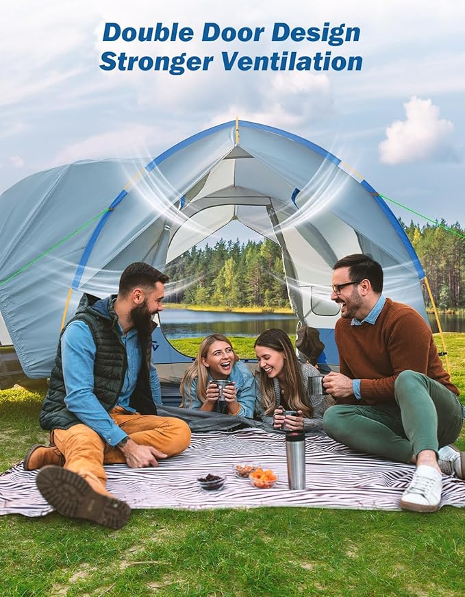 JOYTUTUS SUV Tent for Camping with Rainfly, Double Door Design Car Tent with Aluminum Poles, SUV Tailgate Tent with Waterproof PU2000mm Double Layer for 6-8 Person, Blue