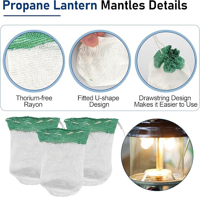 10 Pcs Propane Lantern Mantles with Lantern Globe Replacement Glass - Glass Globe Compatible with Coleman Fueled Lanterns, Propane Lantern Mantles Replacement Suitable for Outdoor Camping Lantern