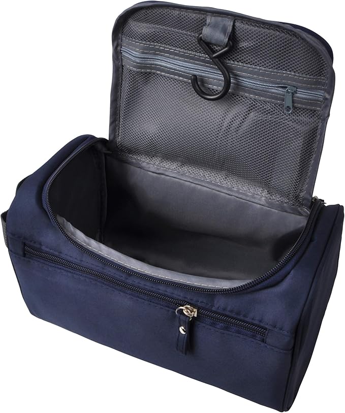 Vercord Mens Toiletry Bag Wash Travel Small Shaving Dop Kit Shower Bathroom Ditty Hygiene Bag Navy Blue