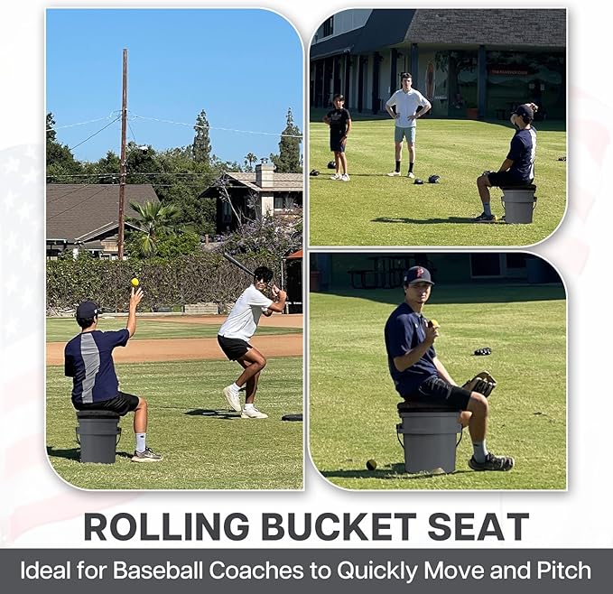 5 Gallon Bucket Seat for Yeti Bucket Only, Swivel Bucket Lid with Padded Top for Cozy Sitting, Bucket Seat Cushion for Outdoor Fishing,Hunting,Gardening,Camping,Car Washing, Baseball Training