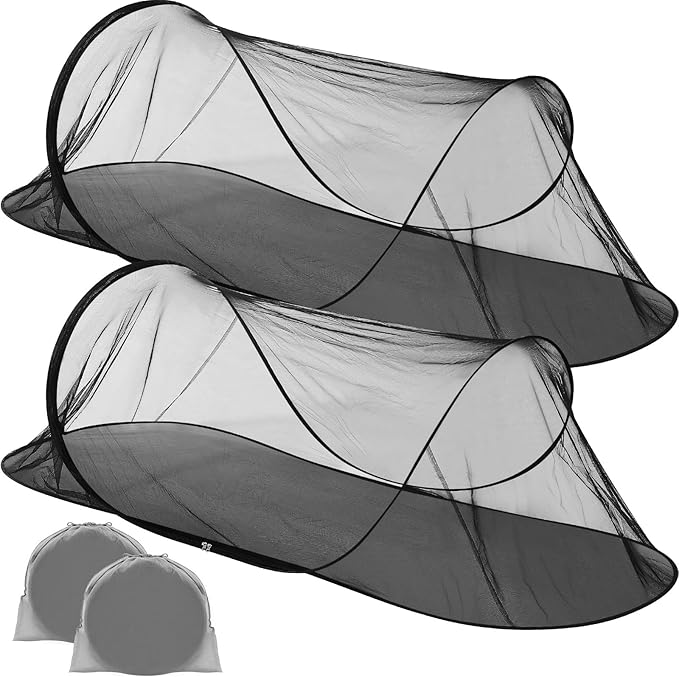 2 Pcs 78 * 31 * 22 Inch Large Pop up Mosquito Tent Portable Folding Mosquito Net Anti Mosquito Bed Canopy Fly Tent Adjustable Mosquito Nets for Adults Baby Bed Camping Travel Patio Blacck