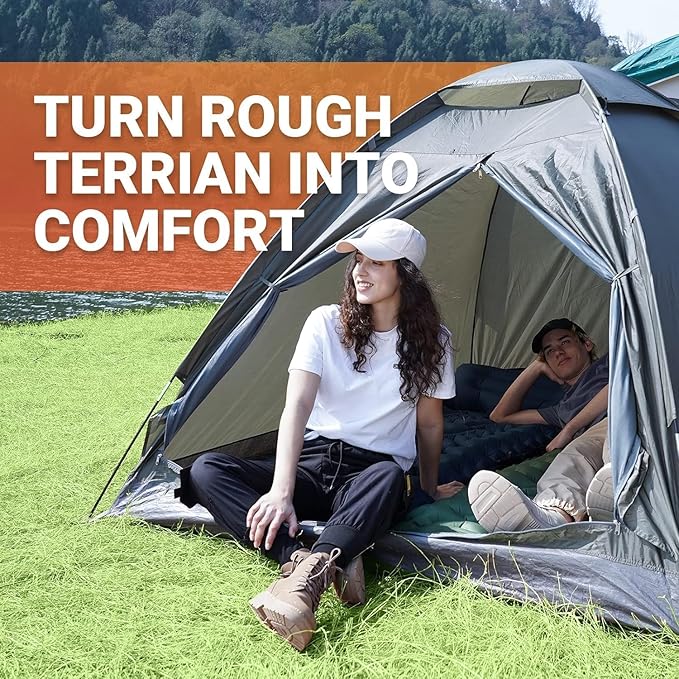 KingCamp Sleeping Pad for Camping, Inflatable Sleeping Pad Ultralight Connectable Camping Mattress with Pillow Built-in Foot Pump for Backpacking Hiking Tent Cot