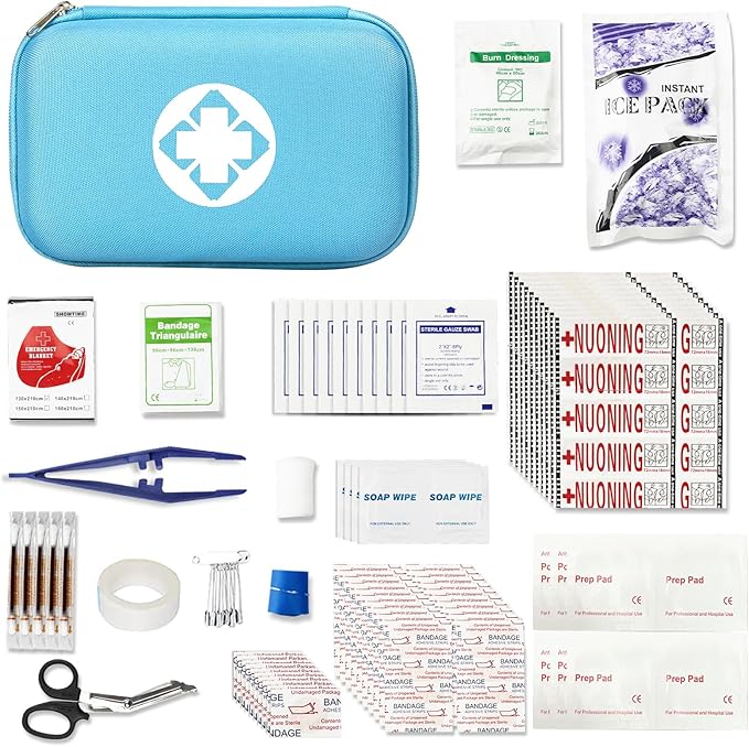274PCS Car Travel First Aid Kit Supplies for Business, First Aid Backpacking Essentials Items Trauma Emergency Survival Kits for Home Outdoor Adventure, Blue Monoki