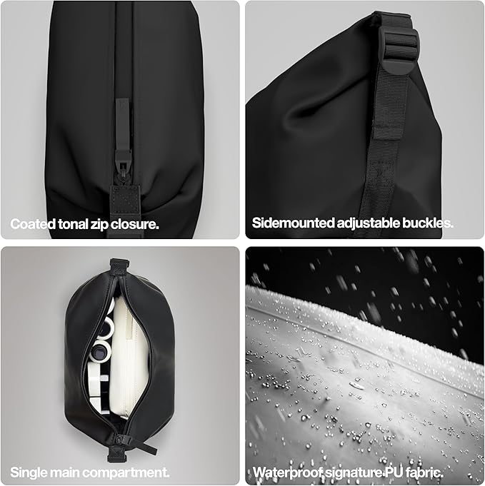 RAINS - Hilo Wash bag - Waterproof Toiletry Bag for Men and Women - Toiletries, Cosmetics, Suitable for Travel (Black)