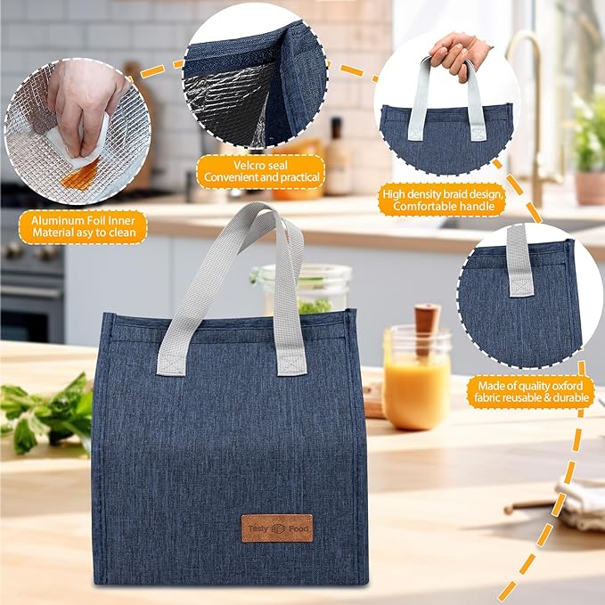 12 Pack Lunch Bags Bulk,Insulated Reusable Lunch Bags with Aluminum for Women Men,Leakproof Tote Large Lunch Box for Office,Work,Beach or Travel,multicolor