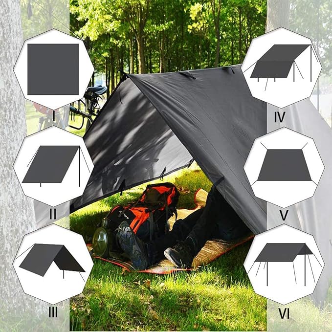 KALINCO Tent Tarp, Picnic Mat Camping Tarp Tent Hammock Tarp, pu Waterproof Camping tarp Tent Rain Fly Picnic Mat Survival Shelter Sunshade