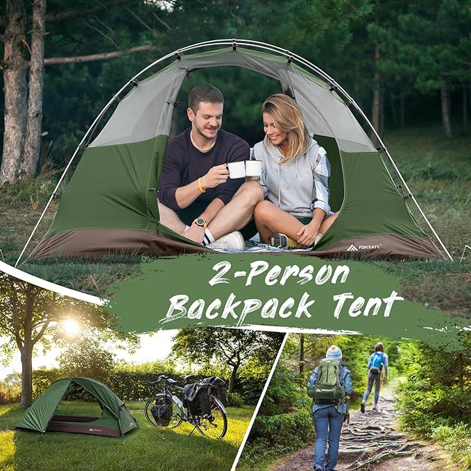 Forceatt Camping Tent 2 Person, Backpacking Tent Waterproof & Windproof, Ultralight Instant Tent with Rain Fly for Camping, Hiking, Outdoor