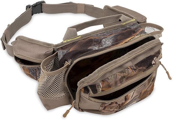 North Mountain Gear Camouflage Fanny Pack Lightweight Waterproof Military Hunting Climbing Camping Accessories (Woodland Brown)