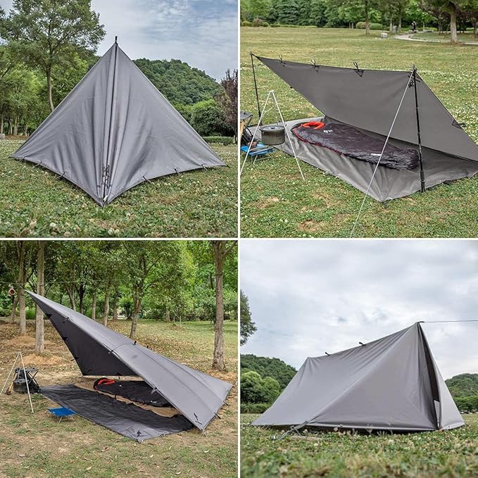 FREE SOLDIER Waterproof Portable Tarp Multifunctional Outdoor Camping Traveling Awning Backpacking Tarp for Shelter Rain (Gray 10×10.5ft)