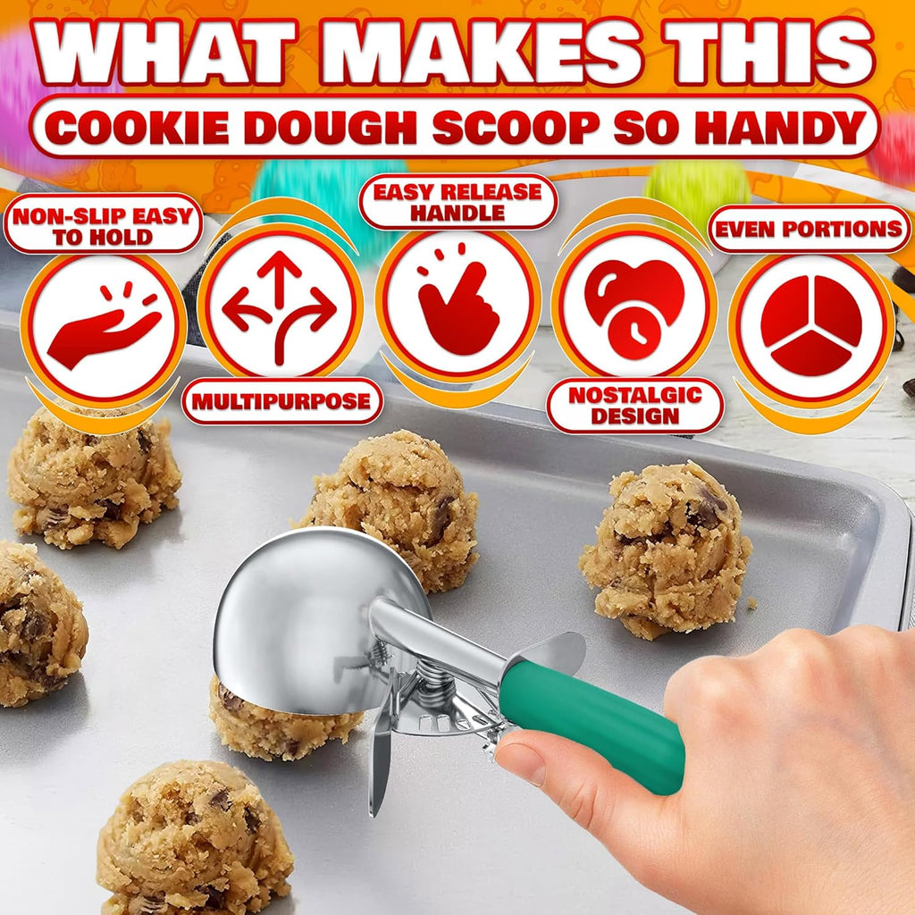 2.67Oz Ice Cream Scoop with Trigger #12 - Ice Cream Scooper for Portion Control, Gelato, Cookie Dough, Meatballs - Stainless Steel, Easy to Use & Clean, Rust & Stain Resistant, Ergonomic Non-Slip Grip
