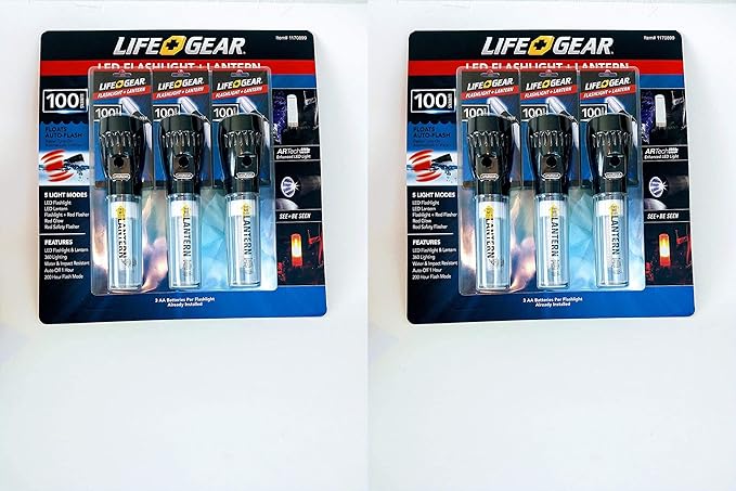 Life Gear LED Flashlight + Lantern 3 Pack 100 Lumens 2 Set (6 Pack)