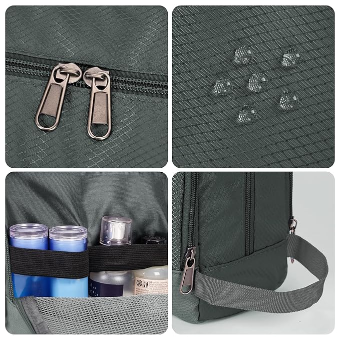 Toiletry Bag for Men Hanging Dopp Kit Water Resistant Shaving Bag Small Toiletry Bag for Traveling (Pure Gray)