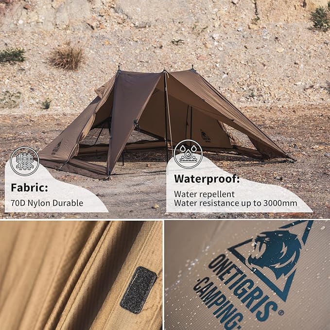 OneTigris Platoon Camping Tent, Waterproof Windproof Versatile Bushcraft Shelter for Outdoors Survival Travel Beach Truck Bikepacking