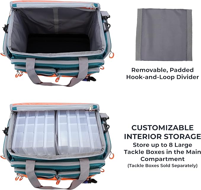 OSAGE RIVER Fishing Tackle Bag, Saltwater Fishing Gear Bag, Tackle Box Organizer with Waterproof Non-Slip Bottom, Padded Shoulder Strap, and Fishing Pliers, Fishing Gifts for Men