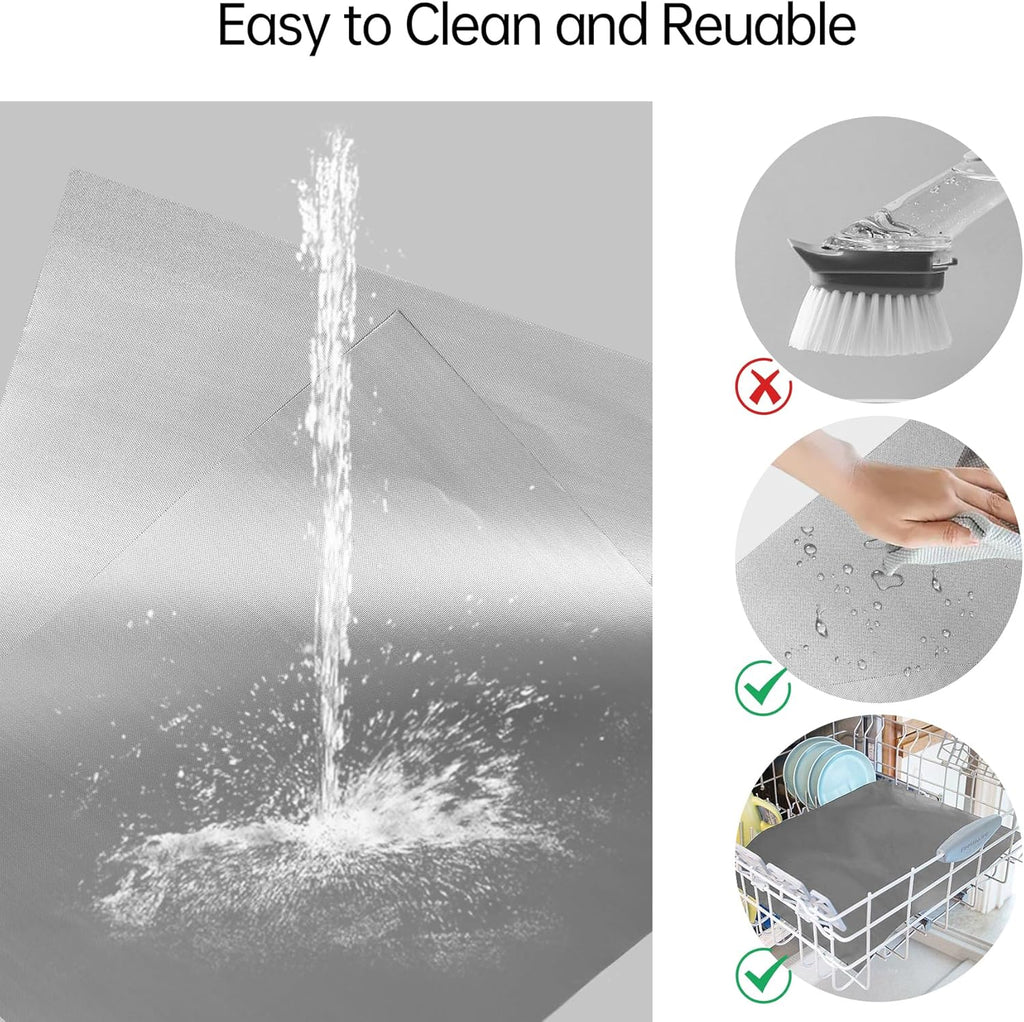 UBeesize 4 Pack Thickened Silver Oven Liners for Bottom of Oven BPA & PFOA Free, Reusable 16x24 Inch Heavy Duty Non Stick Teflon Oven Mats, Fit Electric Gas Toaster Convection Microwave Ovens Grills