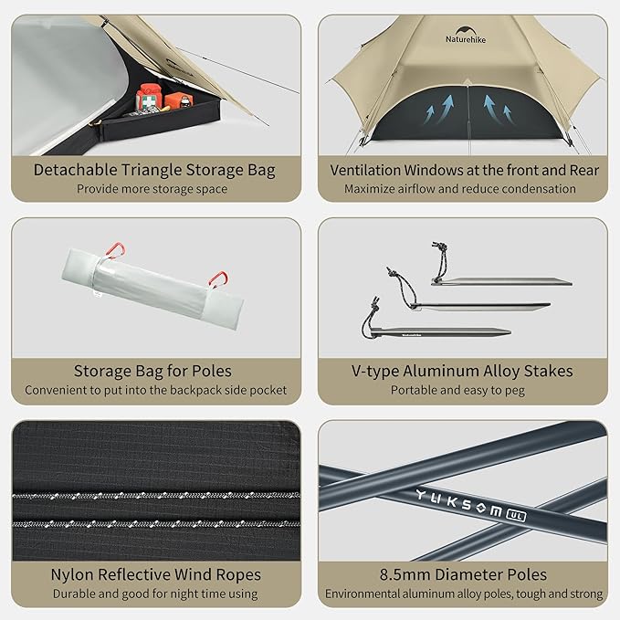 Naturehike Star River UL 2 Person Backpacking Tent, Double Layer Waterproof Two Person Tent, Lightweight Backpacking Cycling 2 Person Tent