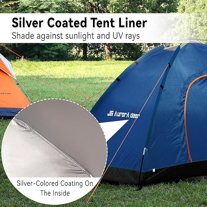 2 Person Camping Tent 4 Person Tents for Camping Windproof Tents for Camping Hiking Backpacking Traveling 2/3/4 Family People Tents for Camping Portable Tent with Carry Bag