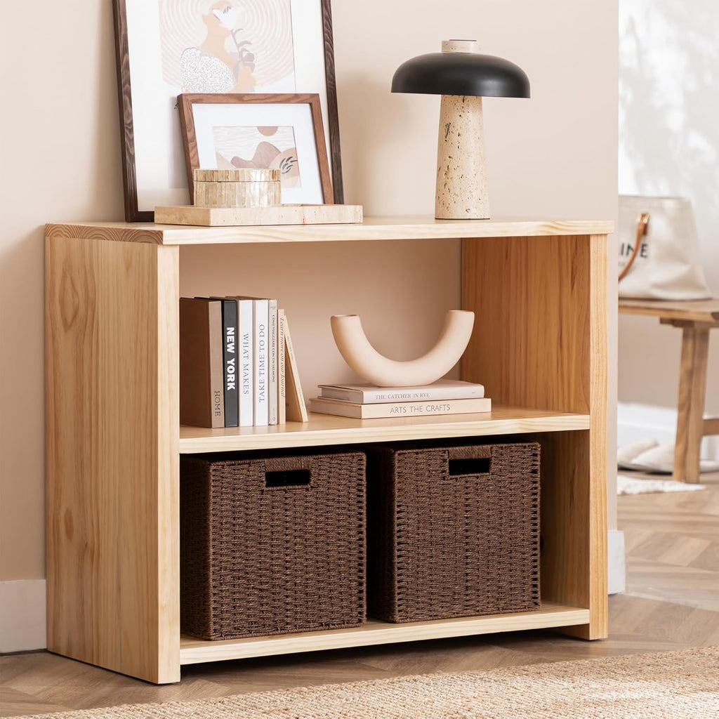 UBBCARE 3 Pack Wicker Basket, 11L×11H×10.5W inch Woven Paper Rope Storage Baskets for shelves, Foldable Cube Storage bin with Handle, Storage Basket for Organizing & Decor, Brown