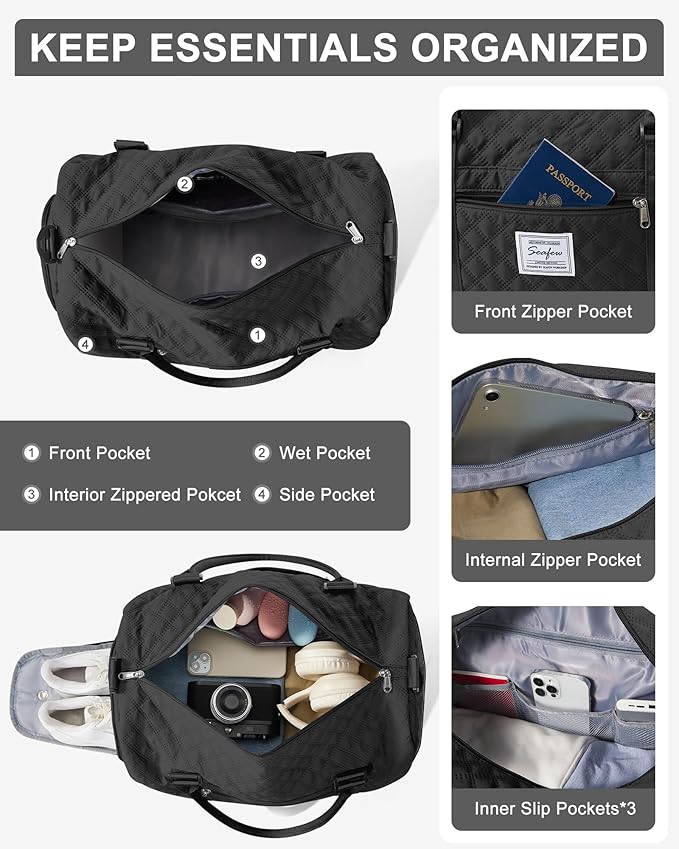 Gym Bag Womens,Travel Duffel Carry on Bag Sport Tote Bag Weekend Overnight Bag