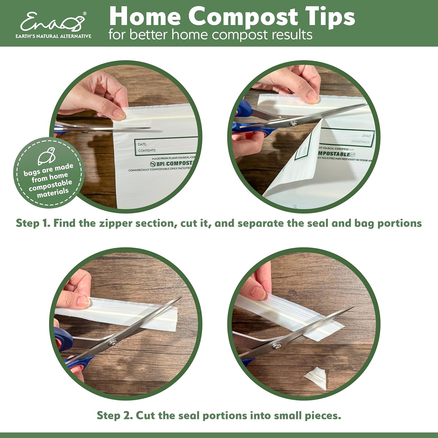 100% Compostable Food Storage Bags [Sandwich 150 Pack] Eco-Friendly Freezer Bags, Resealable Bags, Heavy-Duty, Reusable, by Earth's Natural Alternative, off white