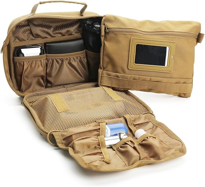 SMONT Tactical Toiletry Bag for Men, 9.5" Hanging Dopp Kit Shaving Hygiene Bag for Traveling Bathroom