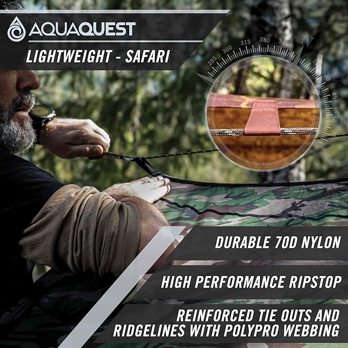 AquaQuest Defender Camping Tarp - Heavy Duty Tent Shelter or Rain Fly - Waterproof Camping Essentials for Hiking, Bushcraft & Hammock