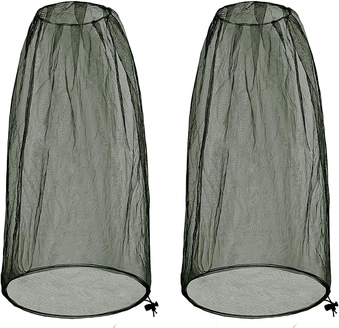 2 Pack Ultra Large Mosquito Net 42x25 Inches Mosquito Head Net Oversized Insect Netting Bug Fits Most Hats for Gardening Hiking Fishing Traveling(Army Green)