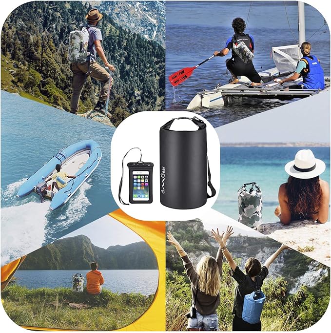 OMGear Waterproof Dry Bag Backpack Phone Pouch 40L/30L/20L/10L/5L Floating Dry Sack for Kayaking Boating Outdoors Activities