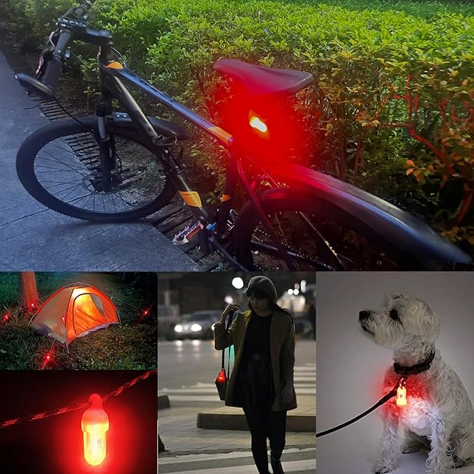 USB Mini LED Lantern, 2 Pack Waterproof EDC Keychain LED Flashlight for Camping, Type-C Rechargeable Battery Small Stick Lamp Puck Dog Collar Torch Light (Red+Red)