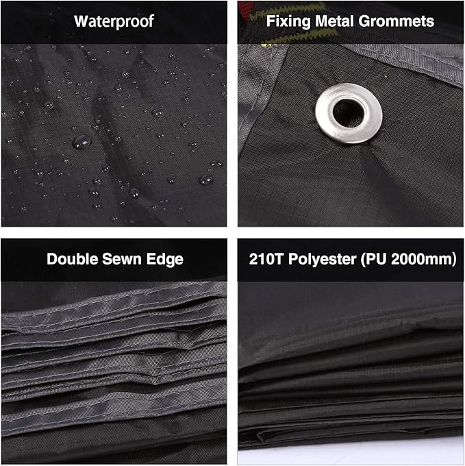 REDCAMP Ultralight Tent Footprint, PU 2000 Waterproof Camping Tent Tarp with Drawstring Carrying Bag for Ground Camping Hiking (118"x116" UL Black)