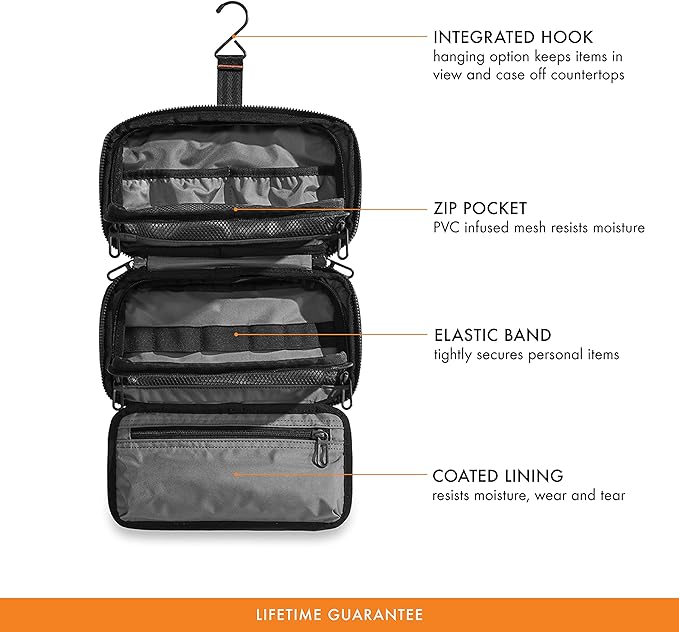 Briggs & Riley Toiletry Kit - Travel Bags for Women & Men, Organizer for Vacation, Dopp Kit for Bathroom Accessories, Makeup, & Skincare