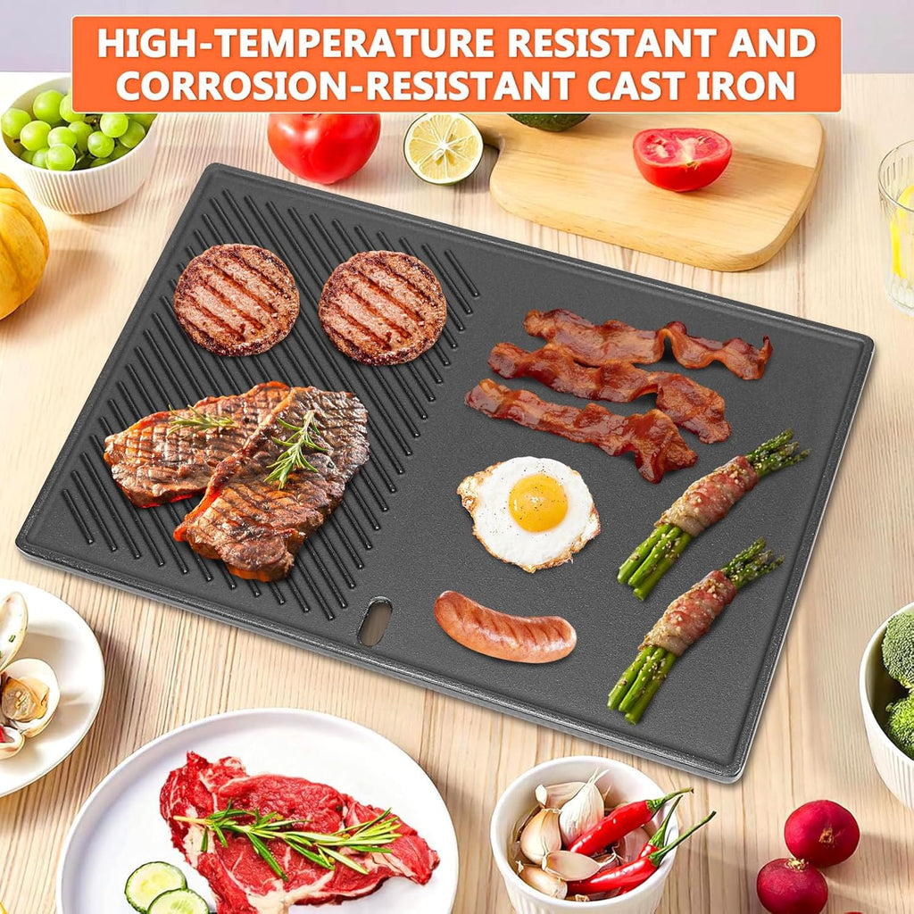 7566 Cast Iron Griddle for Weber Genesis 300 Series Grills – Compatible with Genesis E310, E320, E330, Cast Iron Reversible Griddle Plate Replacement for Weber 7524, 1 Pack