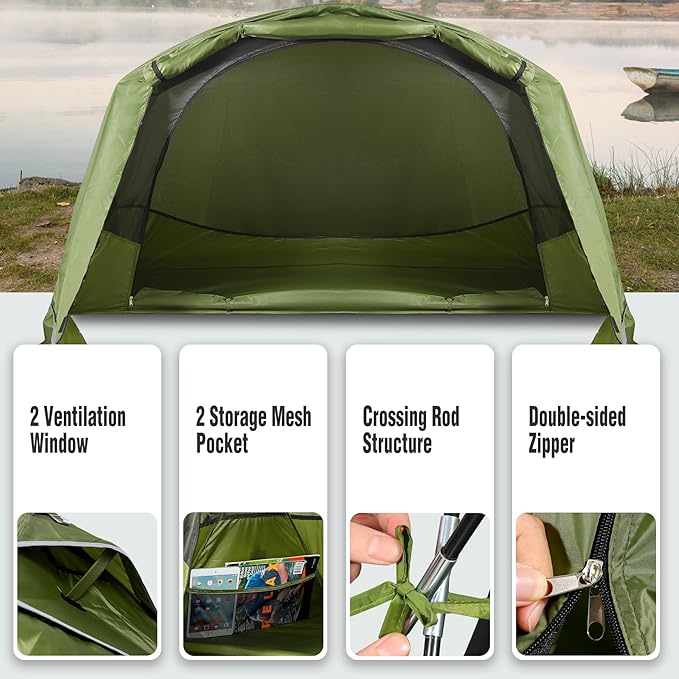 REDCAMP Multifuncational Cot Tent for 1 Person, Folding Camping Tent cot for Adult, Portable Elevated Tent Off The Ground Tent, 76x28x39.5in