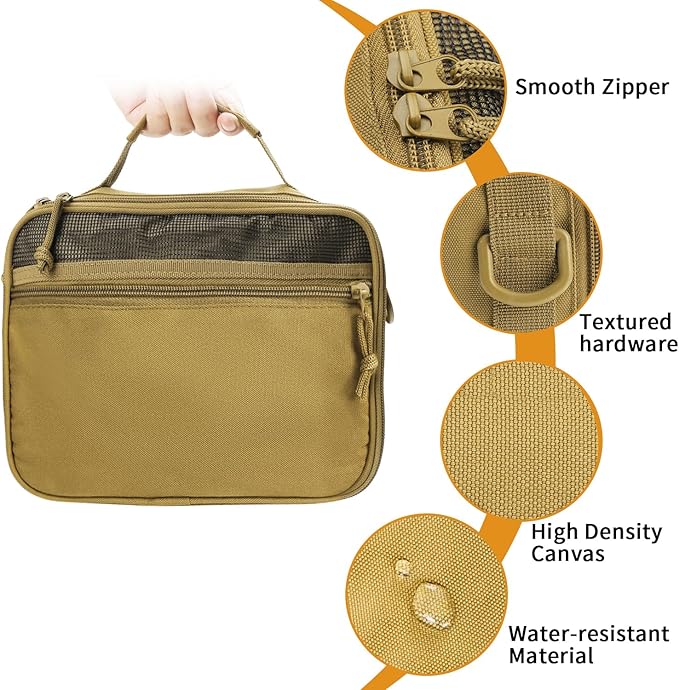 SMONT Tactical Toiletry Bag for Men, 9.5" Hanging Dopp Kit Shaving Hygiene Bag for Traveling Bathroom