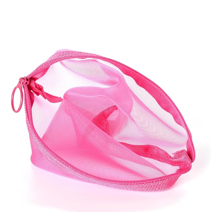 Patu Zipper Mesh Bags, Widened Long Case, 5 Pieces, Beauty Makeup Cosmetic Accessories Organizer, Travel Toiletry Kit Set Storage Pouch, Assorted Colors