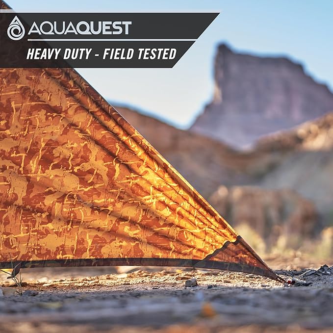 AquaQuest Defender Camping Tarp - Heavy Duty Tent Shelter or Rain Fly - Waterproof Camping Essentials for Hiking, Bushcraft & Hammock
