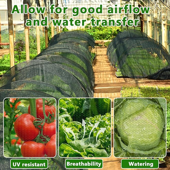 2 Pcs Mosquito Nettings,10 x 13Ft Fly Insect Bird Net Garden Mesh Screen Barrier,Mosquito Mesh Screen for Patio,Balcony,Camping,Umbrella,Protecting Vegetables Fruit Tree Plants(Black)